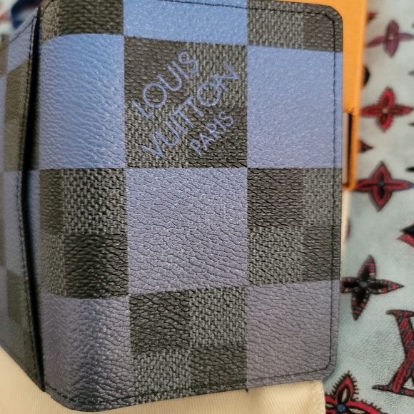 Louis Vuitton Virgil Abloh Pocket Organizer Damier Blue Graphite  Signature Stam - Picture 11 of 12